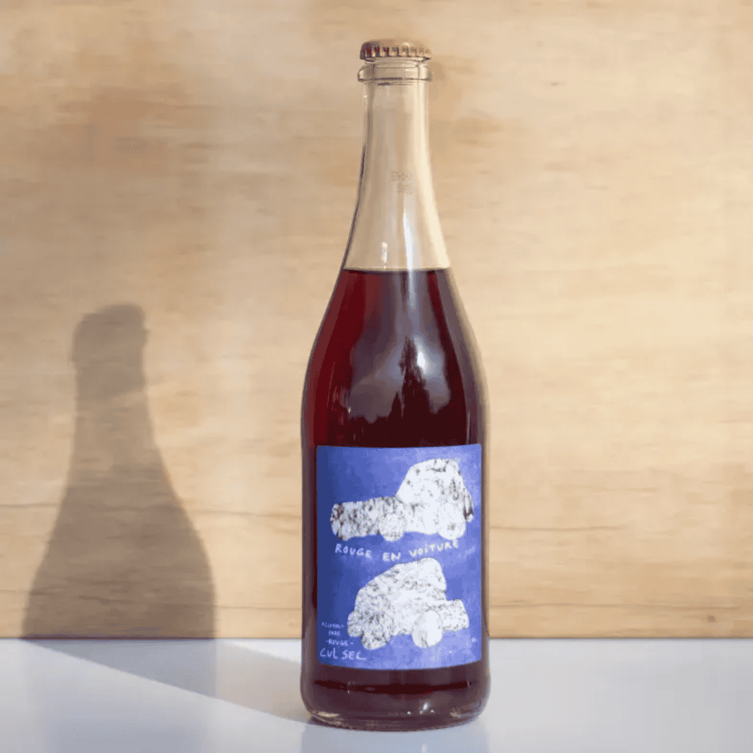 Cul Sec Rouge en Voiture - Alcoholvrije rode wijn sfeerfoto