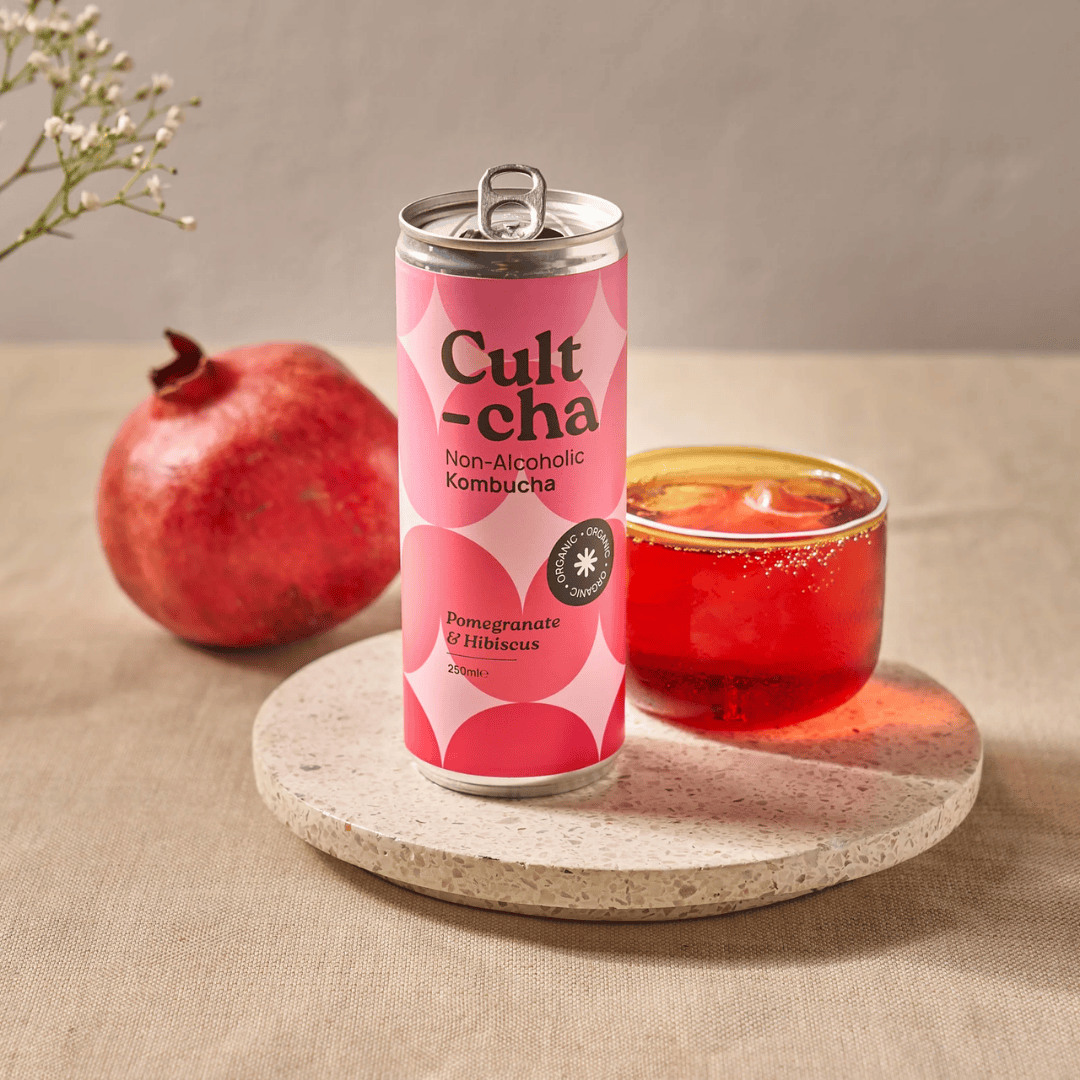 Lekkere Nederlandse kombucha: Cultcha Hibiscus & Pomegranate