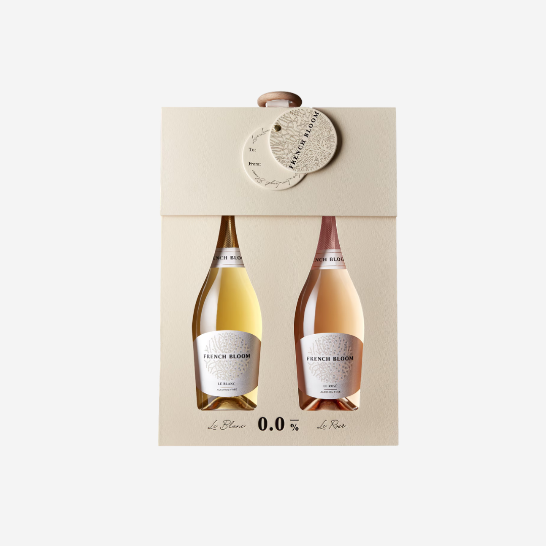 French Bloom Baby Bloom geschenkset met alcoholvrije roze grapefruit aperitief in een elegant glas, 0,5 liter.