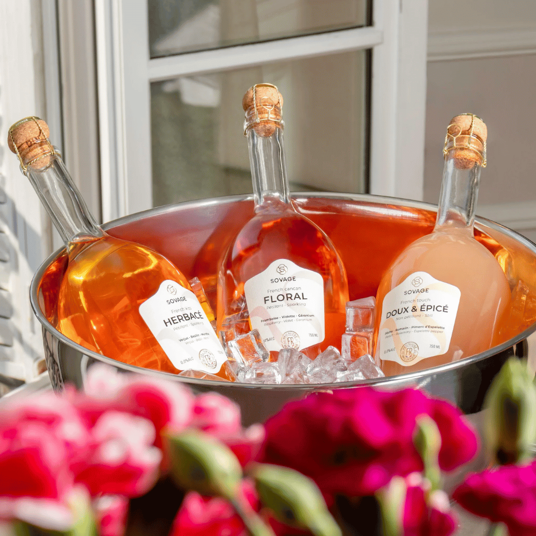 3 flessen alcoholvrije botanicals van SOVAGE 