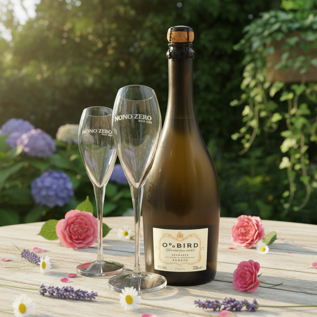 Giftset - Oddbird Prosecco + 2 Flutes - Nono Zero 