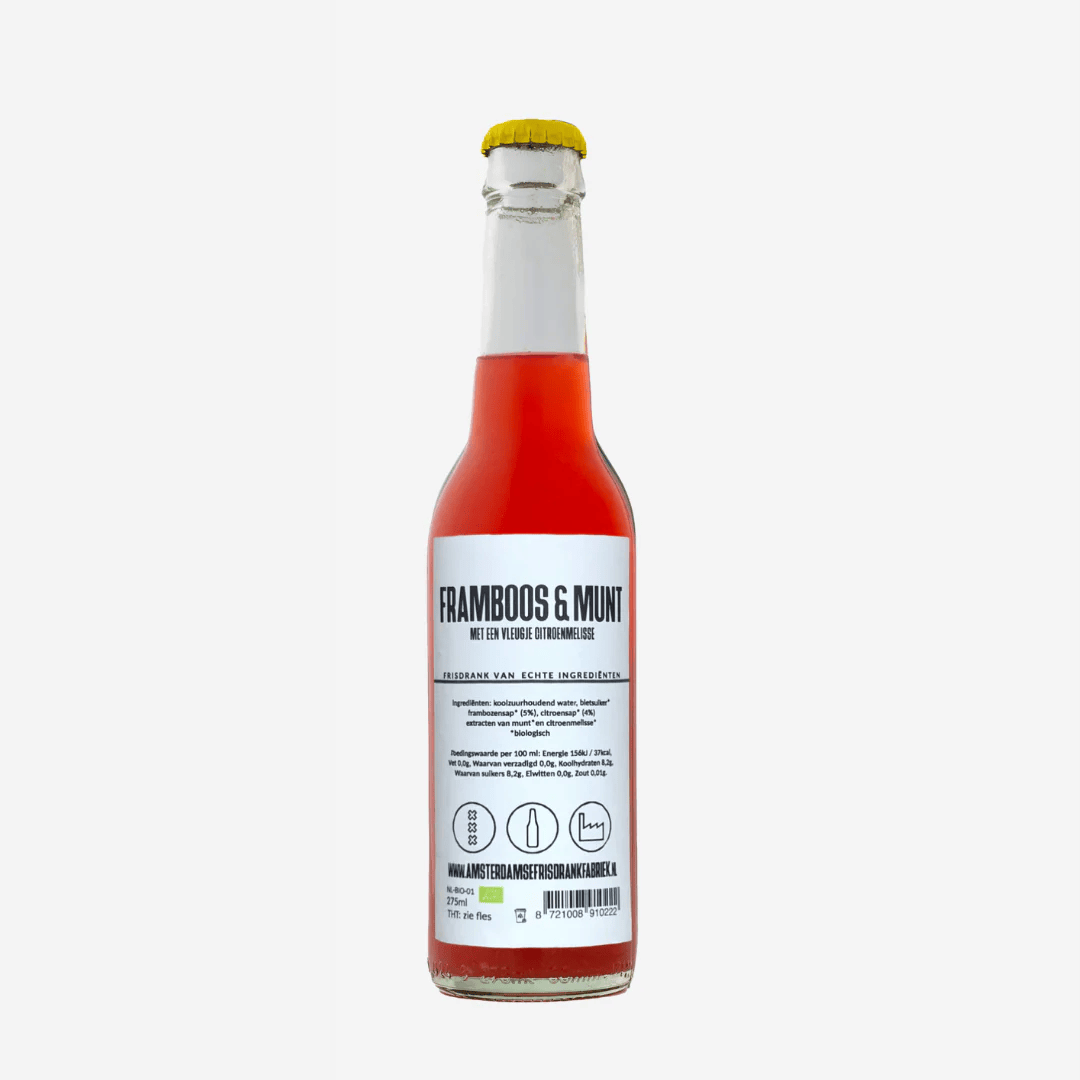 Framboos & Munt Craft Soda van de Amsterdamse Frisdrank Fabriek
