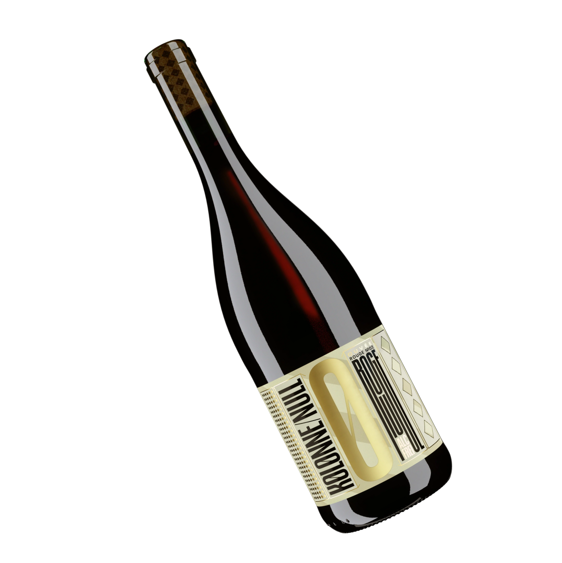 Kolonne Null Cuvée No. 02 Edition Mas Que Vinos rouge, schuin in beeld.