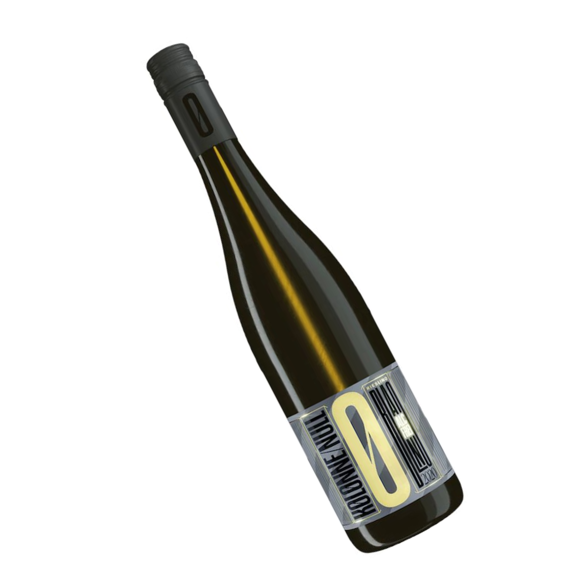 Kolonne Null Edition Axel Pauly Riesling, schuin  in beeld. 