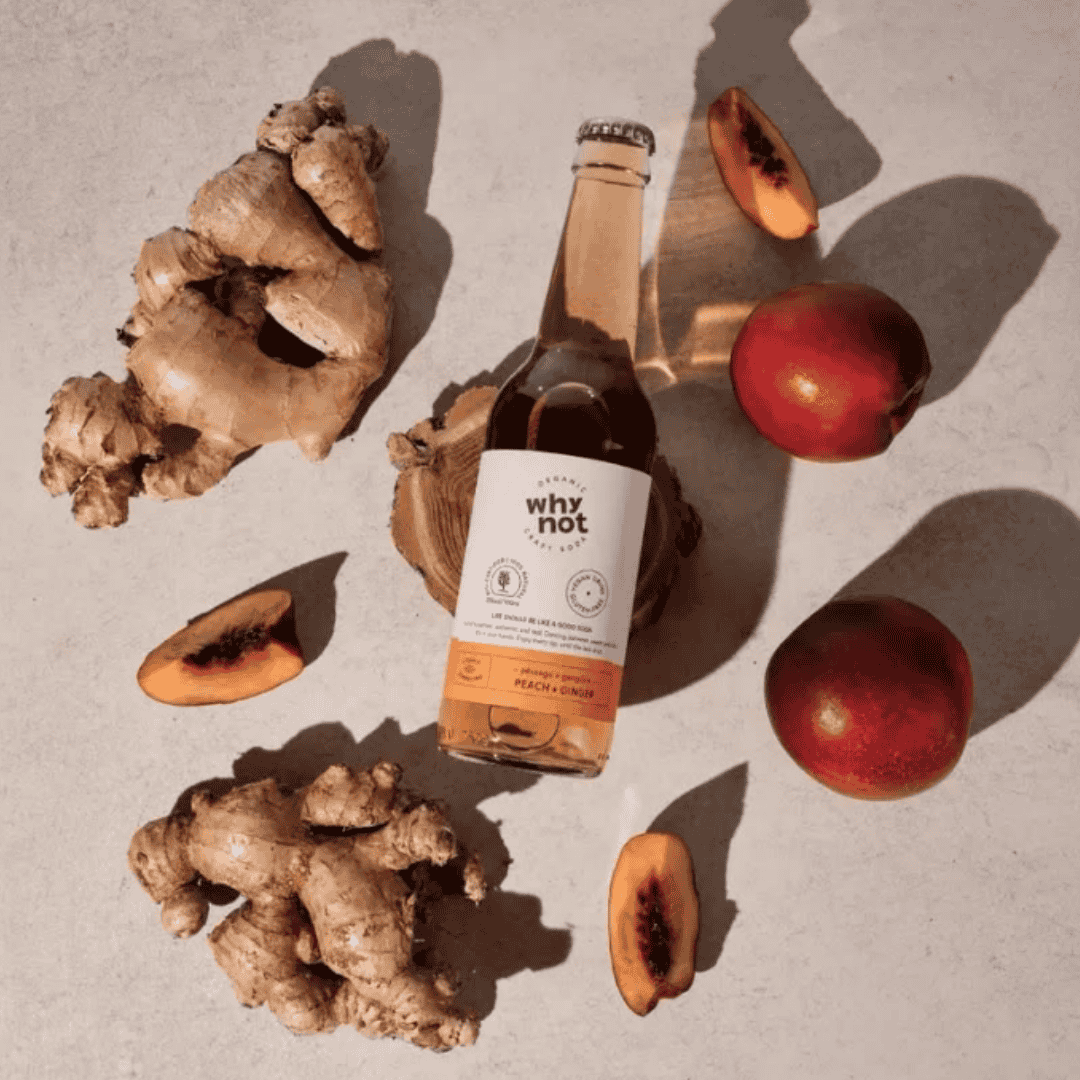 Why Not Peach Ginger BIO - Craft Soda - met biologische ingrediënten 